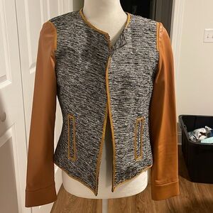 Doncaster leather mix jacket, size 2, EUC